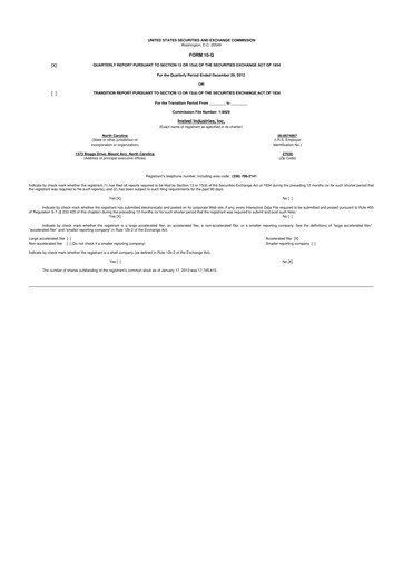 Thumbnail Insteel Industries 10-Q Quarterly Report FY2013 