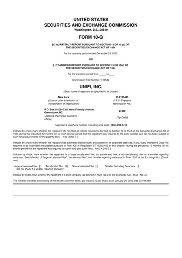 Vorschaubild Unifi 10-Q Quartalsbericht 2013 