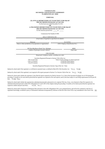 Vorschaubild Kelly Services
 10-K Jahresbericht 2012