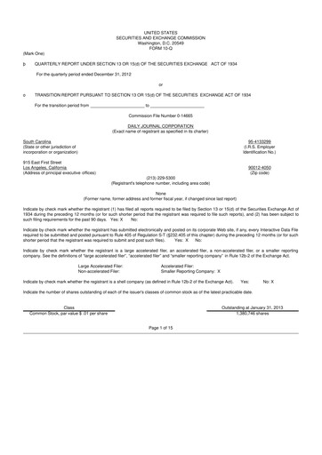 Thumbnail Daily Journal 10-Q Quarterly Report FY2013 
