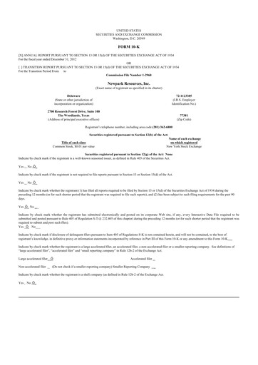 Thumbnail NPK International 10-K Annual Report 2012