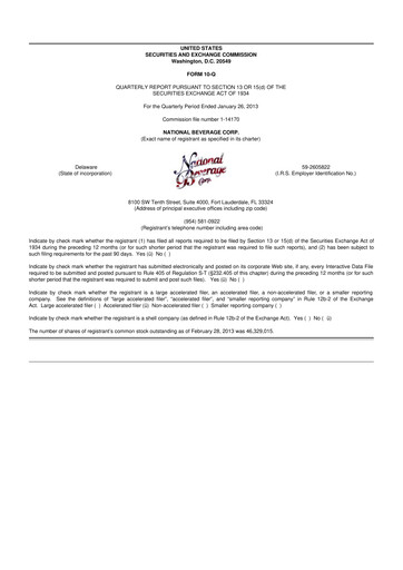 Thumbnail National Beverage
 10-Q Quarterly Report FY2013 