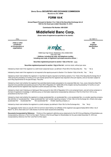 Vorschaubild Middlefield Banc
 10-K Jahresbericht 2013