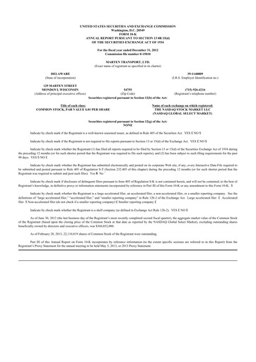 Thumbnail Marten Transport 10-K Annual Report 2012