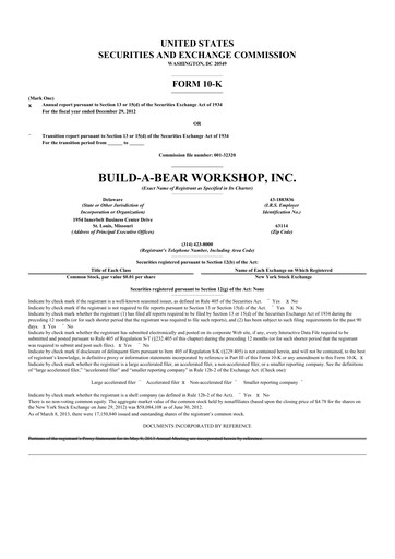 Vorschaubild Build-A-Bear Workshop 10-K Jahresbericht 2012