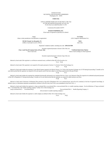 Thumbnail Rush Enterprises
 10-K Annual Report 2012