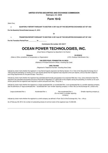 Thumbnail Ocean Power Technologies
 10-Q Quarterly Report FY2013 