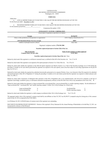 Thumbnail CoreCard 10-K Annual Report 2012