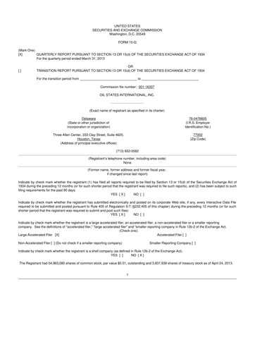 Thumbnail Oil States International
 10-Q Quarterly Report FY 