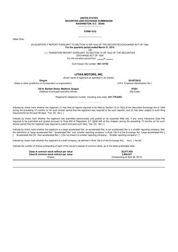 Vorschaubild Lithia Motors 10-Q Quartalsbericht 2013 