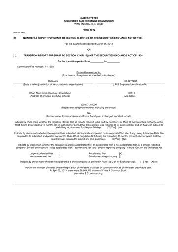 Thumbnail Ethan Allen
 10-Q Quarterly Report FY2013 