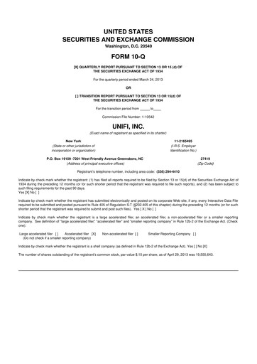 Vorschaubild Unifi 10-Q Quartalsbericht 2013 