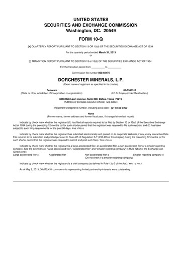 Thumbnail Dorchester Minerals 10-Q Quarterly Report FY2013 