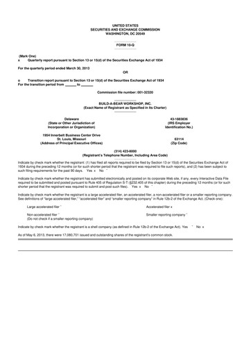 Thumbnail Build-A-Bear Workshop 10-Q Quarterly Report FY2013 