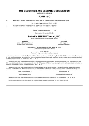 Thumbnail BIO-key International
 10-Q Quarterly Report FY2013 