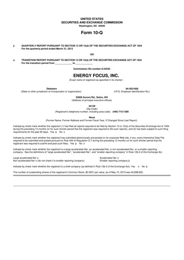 Thumbnail Energy Focus 10-Q Quarterly Report FY2013 