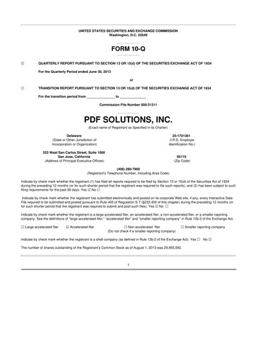 Thumbnail PDF Solutions 10-Q Quarterly Report FY2013 