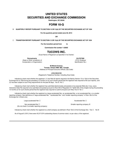 Thumbnail Tucows 10-Q Quarterly Report FY2013 