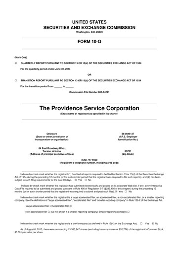 Thumbnail ModivCare 10-Q Quarterly Report FY2013 