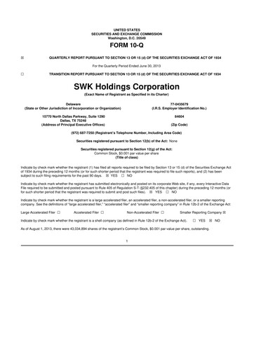 Thumbnail SWK Holdings 10-Q Quarterly Report FY2013 