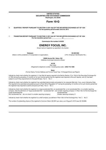 Thumbnail Energy Focus 10-Q Quarterly Report FY2013 