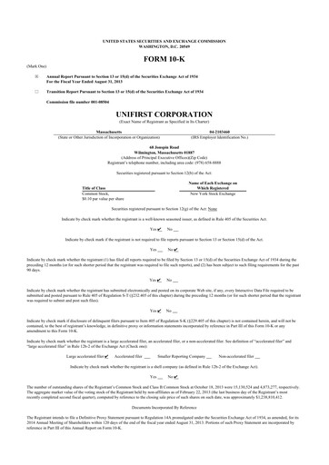 Thumbnail UniFirst 10-K Annual Report 2013