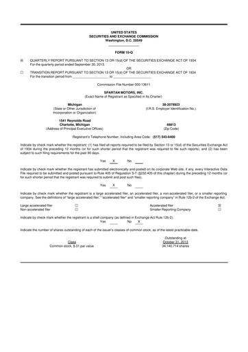 Thumbnail The Shyft Group 10-Q Quarterly Report FY2013 