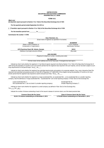 Miniature Gray Media
 10-Q Rapport trimestriel 2013 