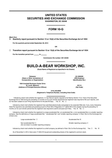 Thumbnail Build-A-Bear Workshop 10-Q Quarterly Report FY2013 