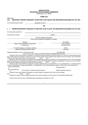 Thumbnail Cathay General Bancorp 10-Q Quarterly Report FY2013 