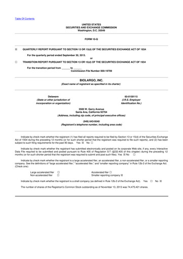 Thumbnail BioLargo 10-Q Quarterly Report FY2013 