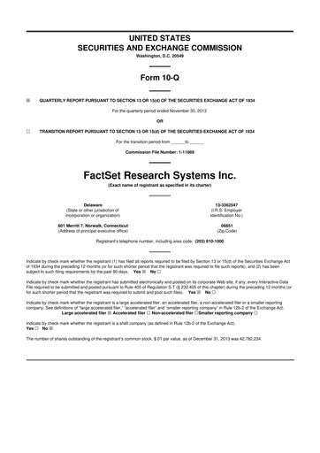 Thumbnail FactSet 10-Q Quarterly Report FY2014 