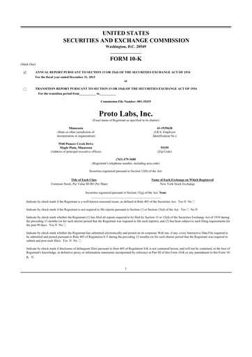 Vorschaubild Protolabs 10-K Jahresbericht 2013