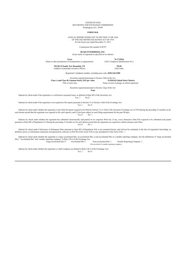 Thumbnail Rush Enterprises
 10-K Annual Report 2013