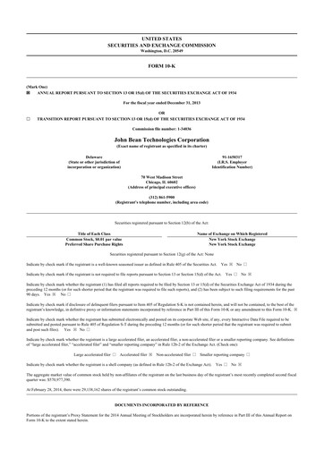 Thumbnail JBT Marel Corporation 10-K Annual Report 2013