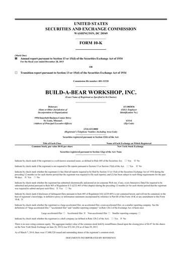 Vorschaubild Build-A-Bear Workshop 10-K Jahresbericht 2013