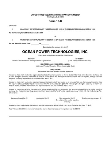 Thumbnail Ocean Power Technologies
 10-Q Quarterly Report FY2014 
