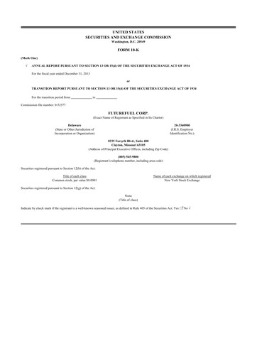 Thumbnail FutureFuel 10-K Annual Report 2013