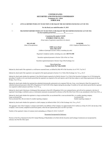 Thumbnail Energy Focus 10-K Annual Report 2013