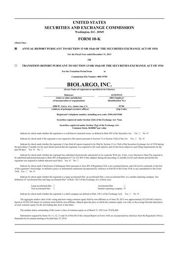 Vorschaubild BioLargo 10-K Jahresbericht 2013