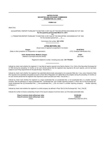 Vorschaubild Lithia Motors 10-Q Quartalsbericht 2014 