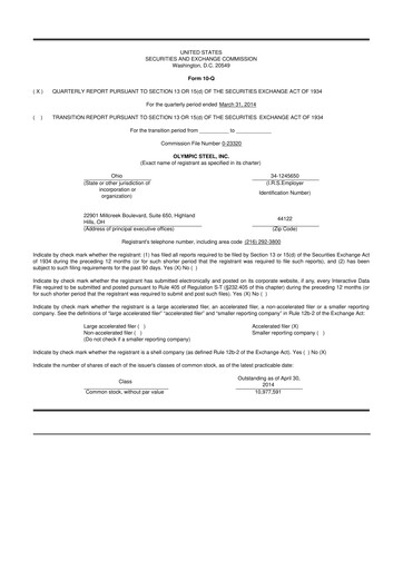 Thumbnail Olympic Steel
 10-Q Quarterly Report FY2014 