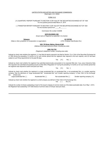 Thumbnail QCR Holdings
 10-Q Quarterly Report FY2014 