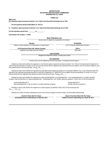 Miniature Gray Media
 10-Q Rapport trimestriel 2014 