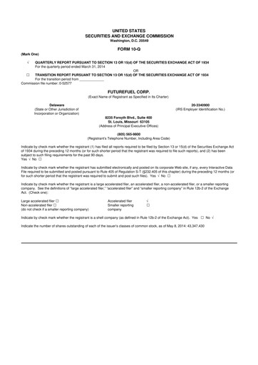 Thumbnail FutureFuel 10-Q Quarterly Report FY2014 
