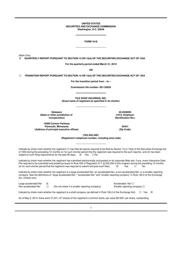 Thumbnail Tile Shop Holdings 10-Q Quarterly Report FY2014 