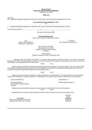 Miniature Rush Enterprises
 10-Q Rapport trimestriel 2014 