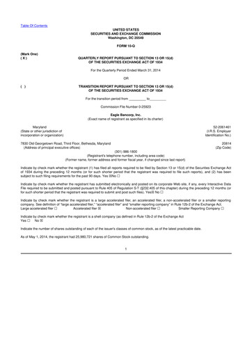 Thumbnail Eagle Bancorp 10-Q Quarterly Report FY2014 