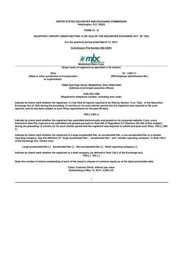 Vorschaubild Middlefield Banc
 10-Q Quartalsbericht 2014 