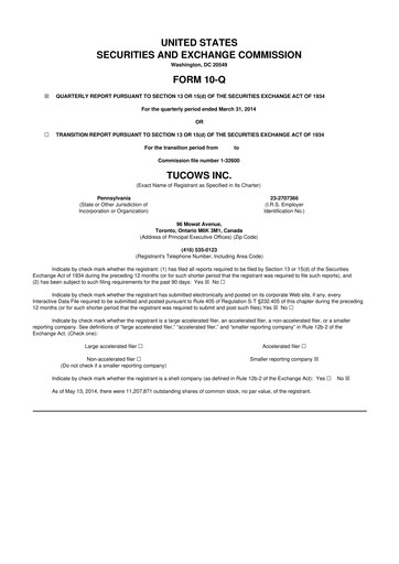 Thumbnail Tucows 10-Q Quarterly Report FY2014 